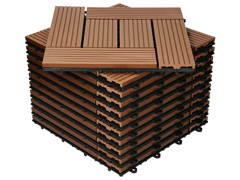 WPC carreaux de sol 30x30 cm 4m² mosaïque pour jardin piscine patio marron clair