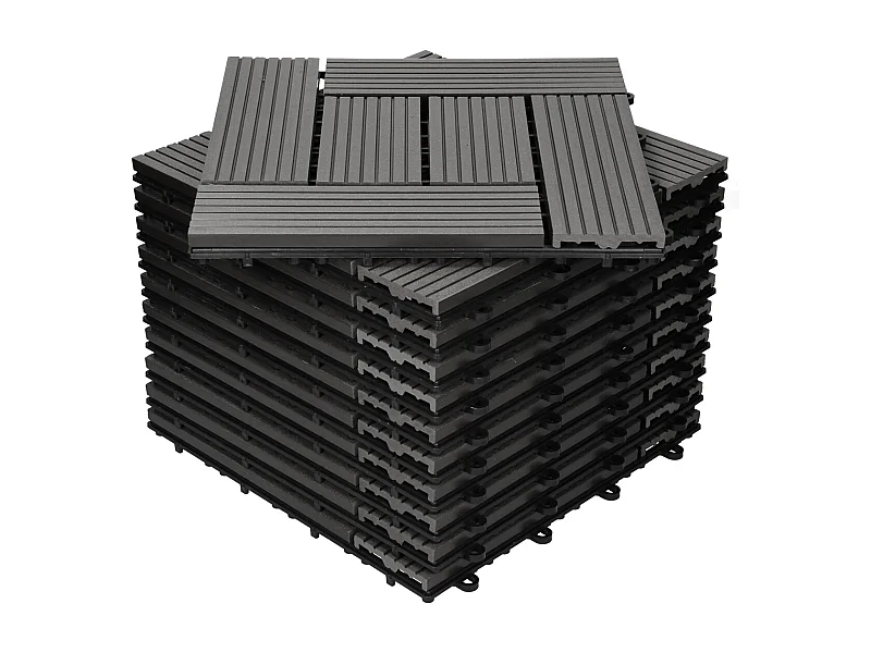 WPC carreaux de sol 30x30 cm 5 m² pour jardin piscine patio mosaïque anthracite