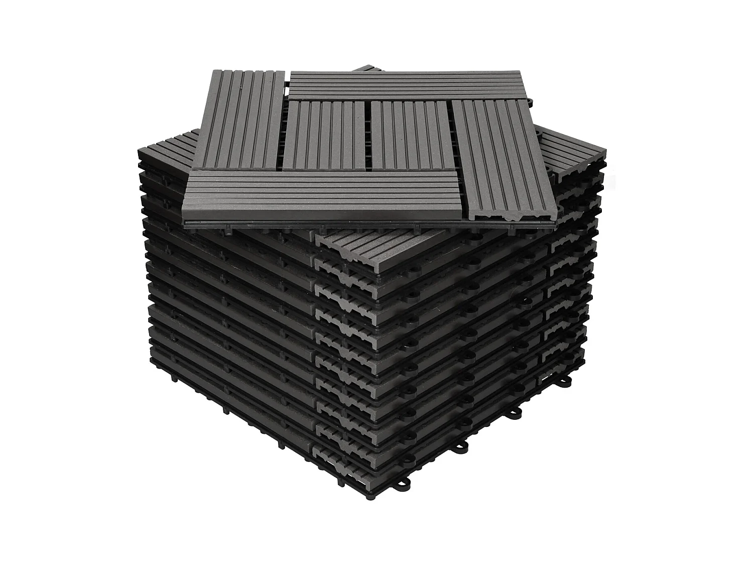 WPC carreaux de sol 30x30 cm 3 m² pour jardin piscine patio mosaïque anthracite