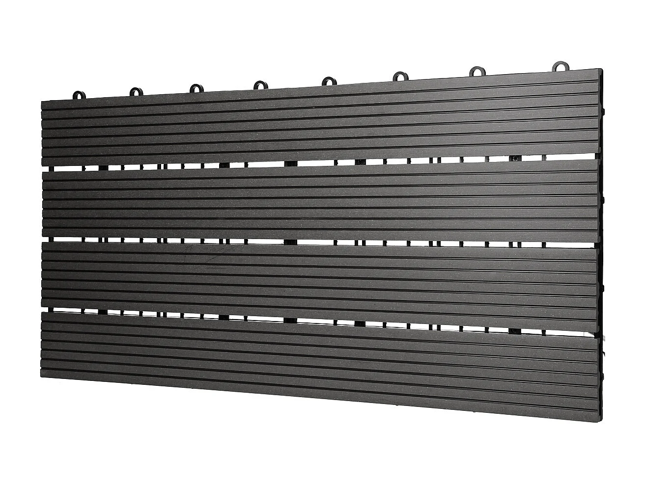 Dalles de terrasse WPC 60x30cm 12 pièces 2m² anthracite aspect de bois système à clic drainage antidérapant intérieur et extérieur revêtement de sol