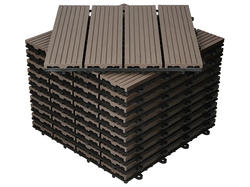 22x Piastrelle WPC per terrazza pavimento 30x30 cm giardino marrone scuro 2 m²