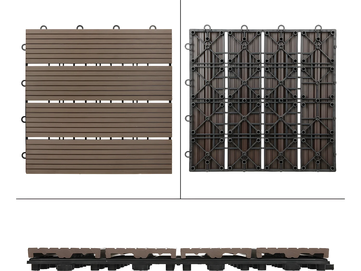 Carreaux terrasse dalles 30x30 cm 2 m² carrelage jardin aspect bois marron foncé