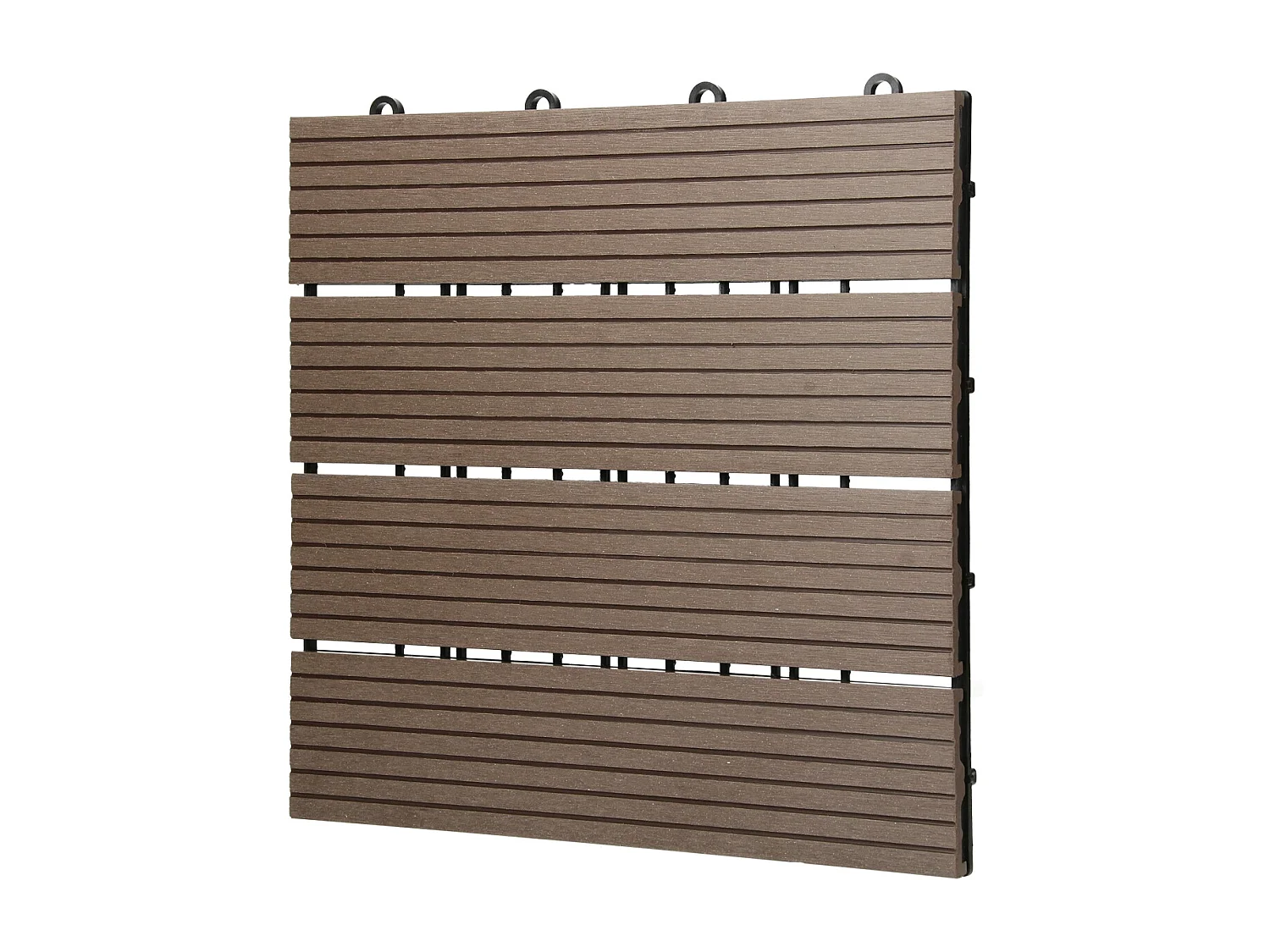 2m² Baldosas WPC azulejos 30x30 cm con sistema clic aspecto madera marrón oscuro