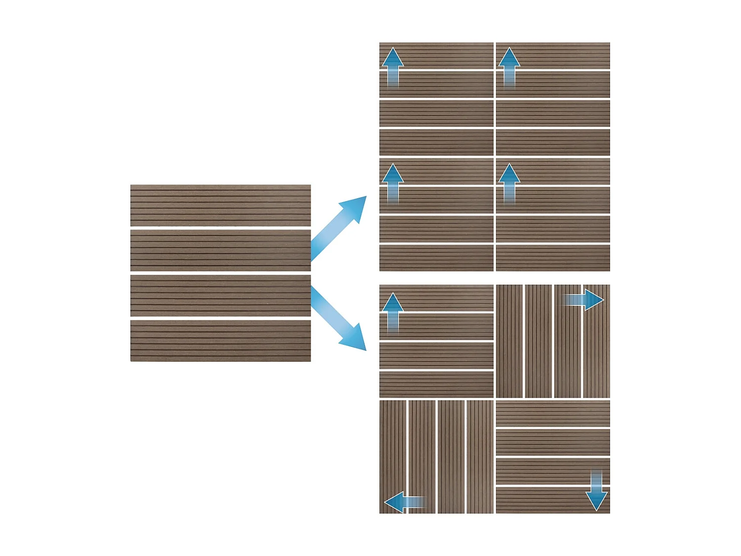 2m² Baldosas WPC azulejos 30x30 cm con sistema clic aspecto madera marrón oscuro