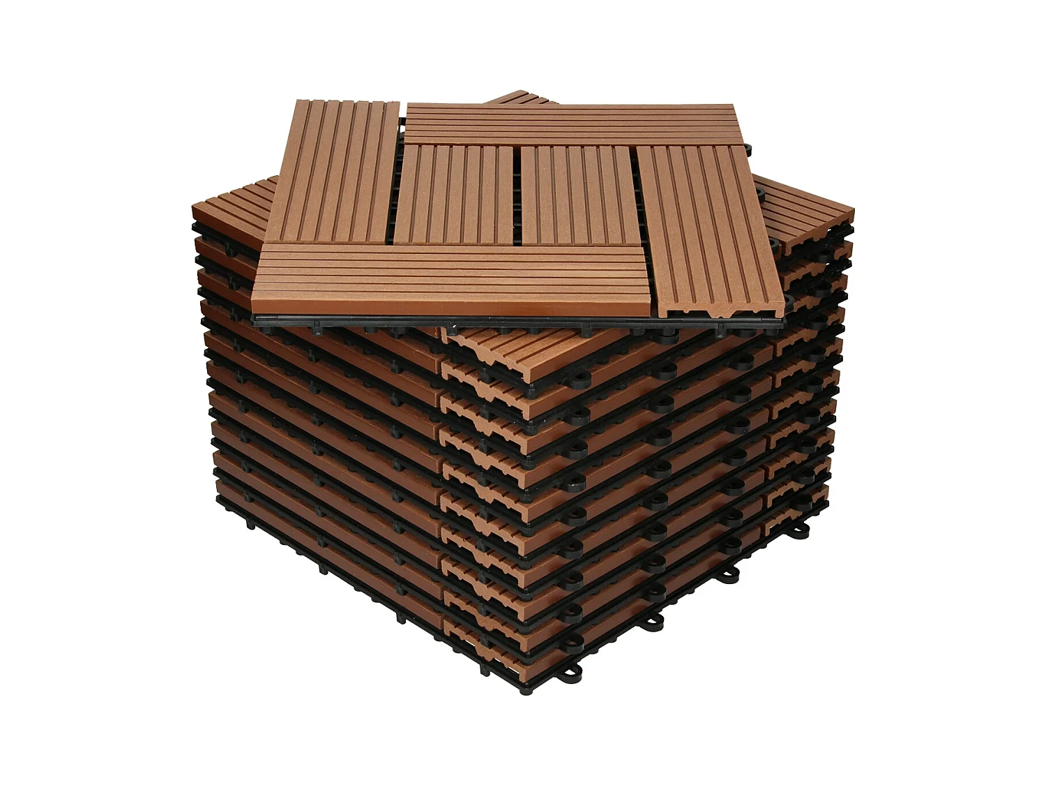 33x Piastrelle da giardino in WPC per piscina mosaico 30x30cm marrone chiaro 3m²