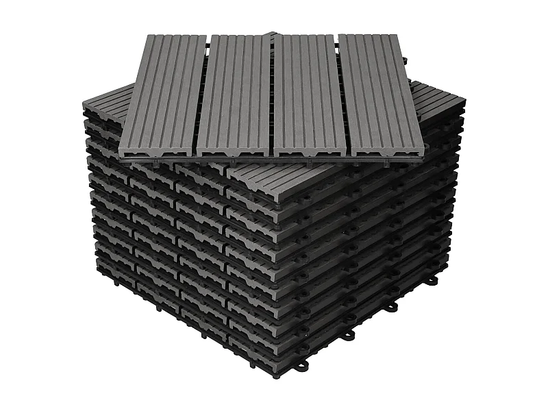 22x Carreaux de terrasse WPC 30x30cm 2m² carrelage revêtement de sol anthracite