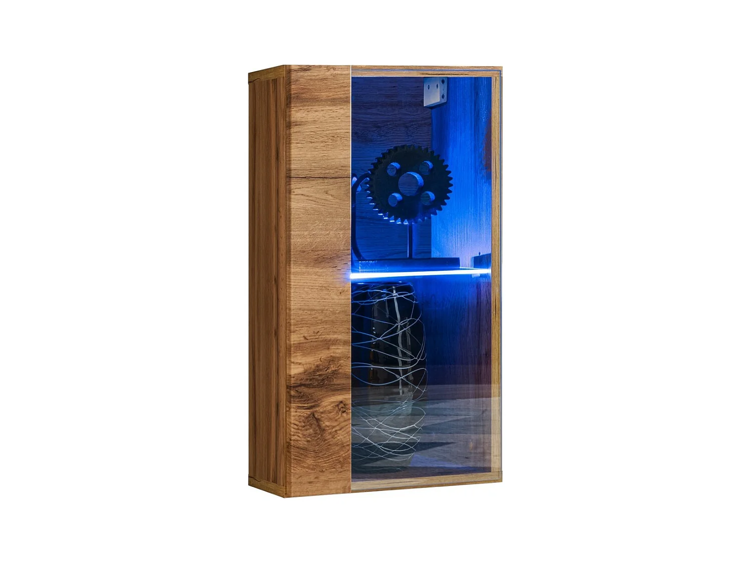 Klein TV-meubel of bijzetmeubel SWITCH – 50 cm – Lade en open vak – Zwart/Grijs glanzend – Modern ontwerp