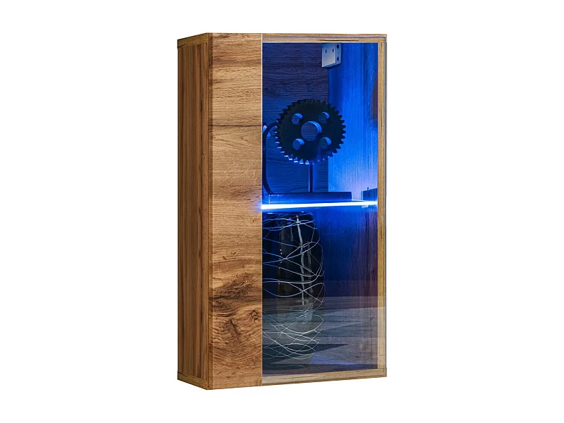 Petit meuble TV ou meuble d'appoint SWITCH – 50 cm – Tiroir et niche – Noir/Gris brillant – Design moderne