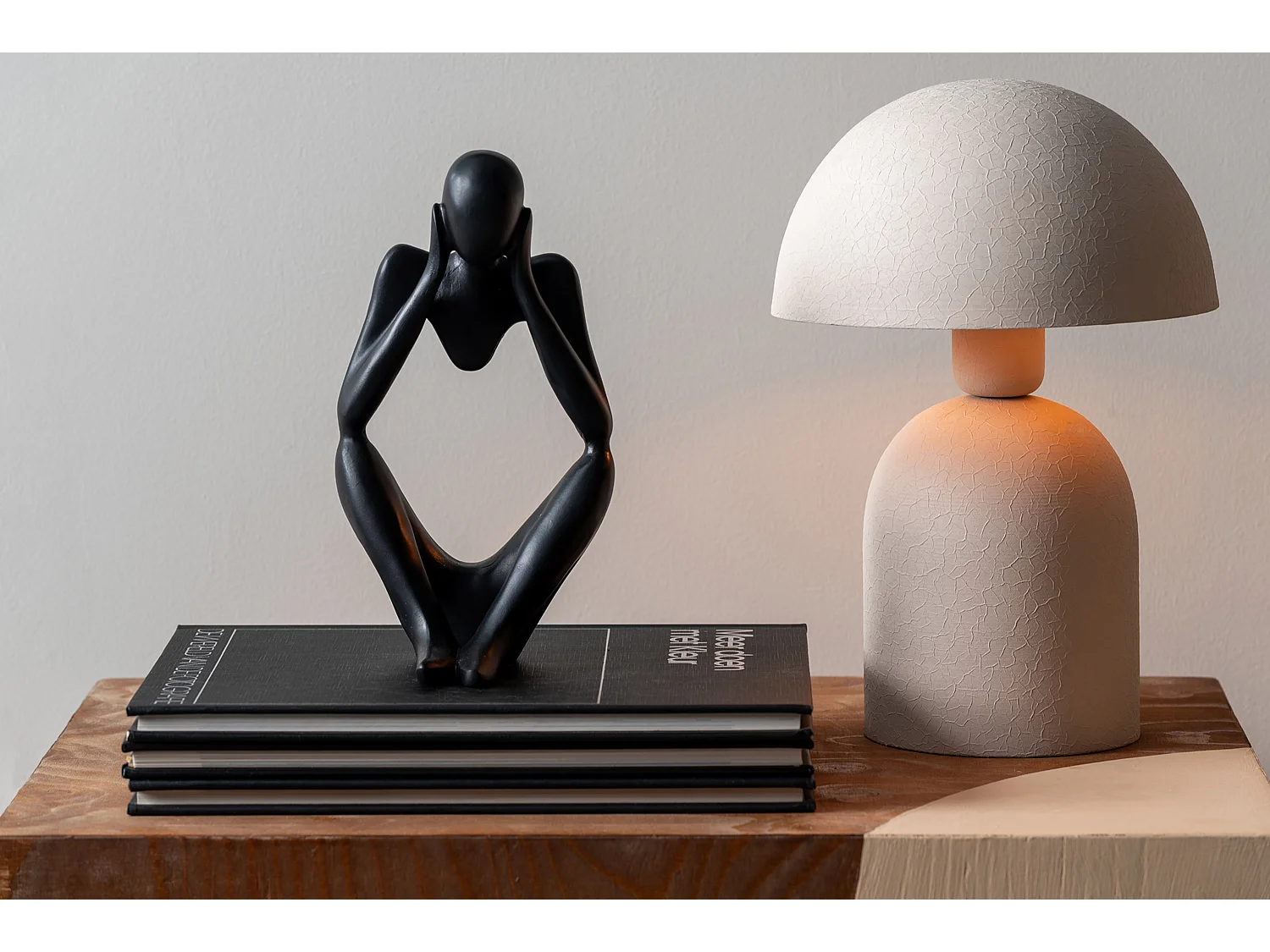 Tischleuchte Boaz - Warmes Grau