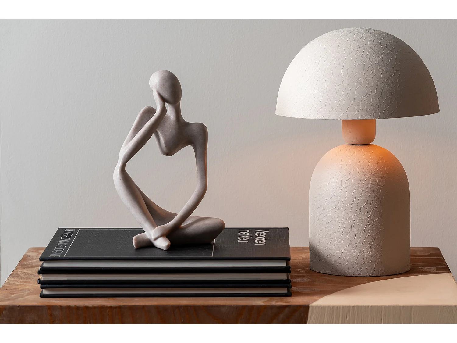 Tischleuchte Boaz - Warmes Grau