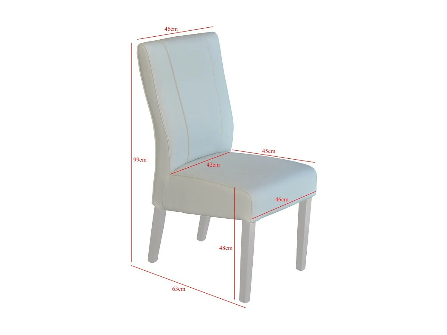 Chaise URBAN – Simili cuir blanc – H99 x L46 x P63 cm