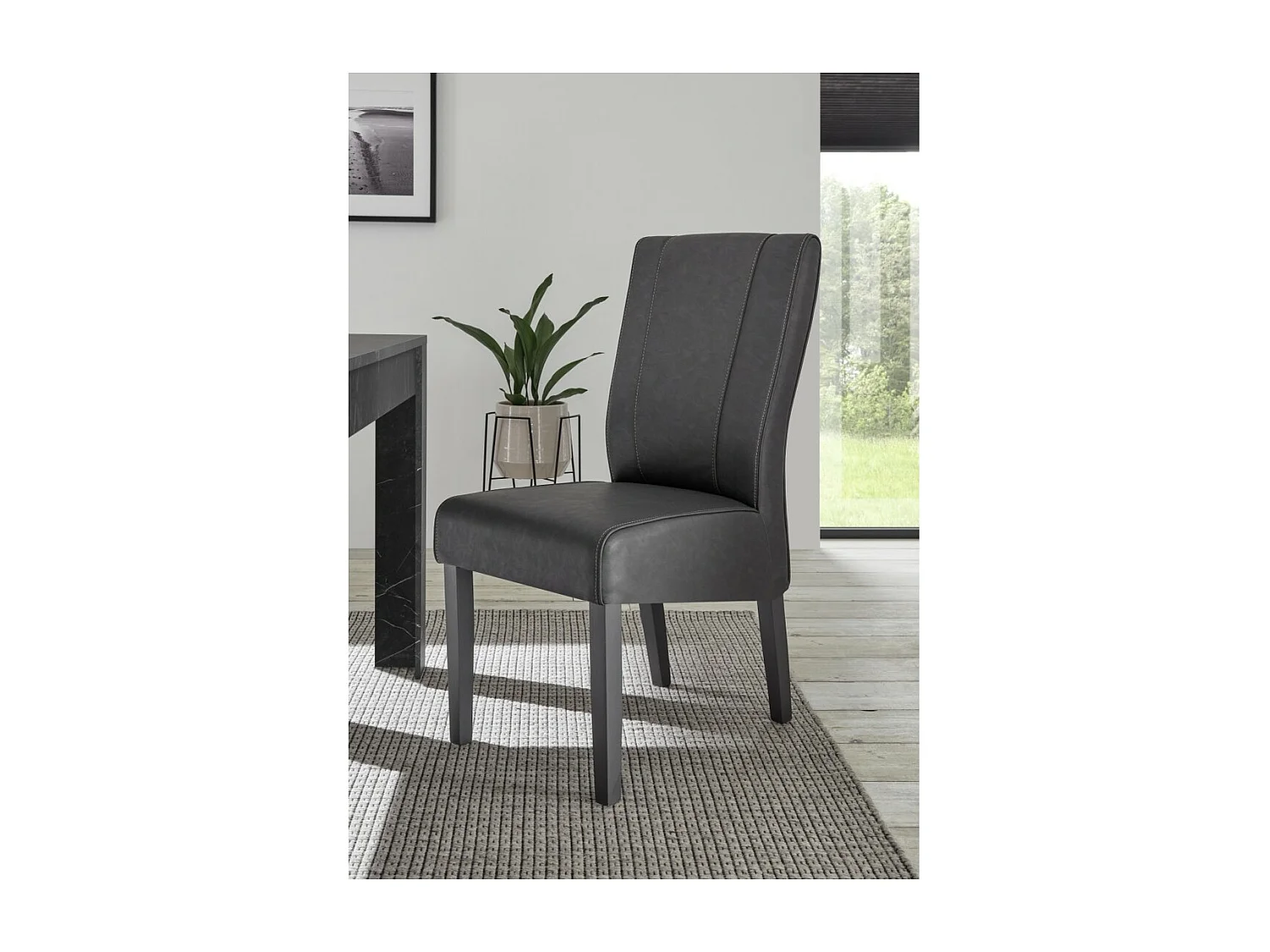 Silla URBAN de piel sintética Gris, dimensiones: H99 x L46 x P63 cm, ideal para un comedor moderno y con diseño.