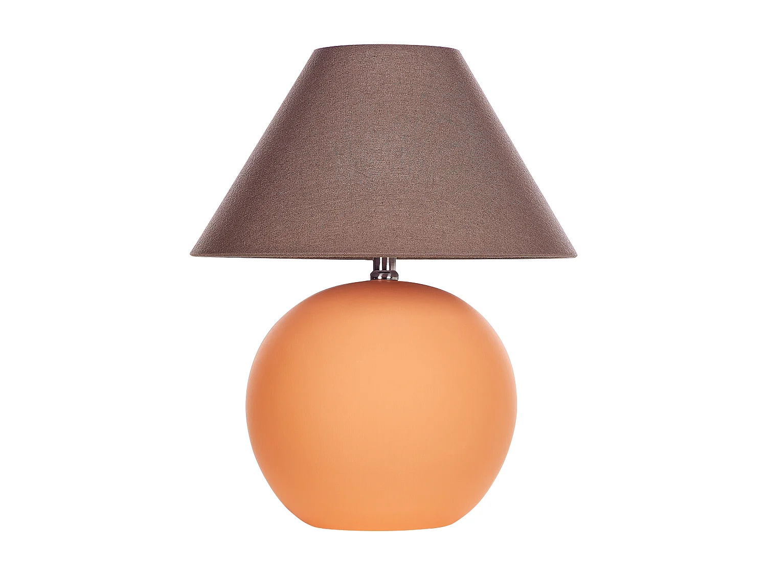 Nachttischlampe mit Keramiksockel orange Terrakotta Beleuchtung mit Leinenschirm Trommelform Limia