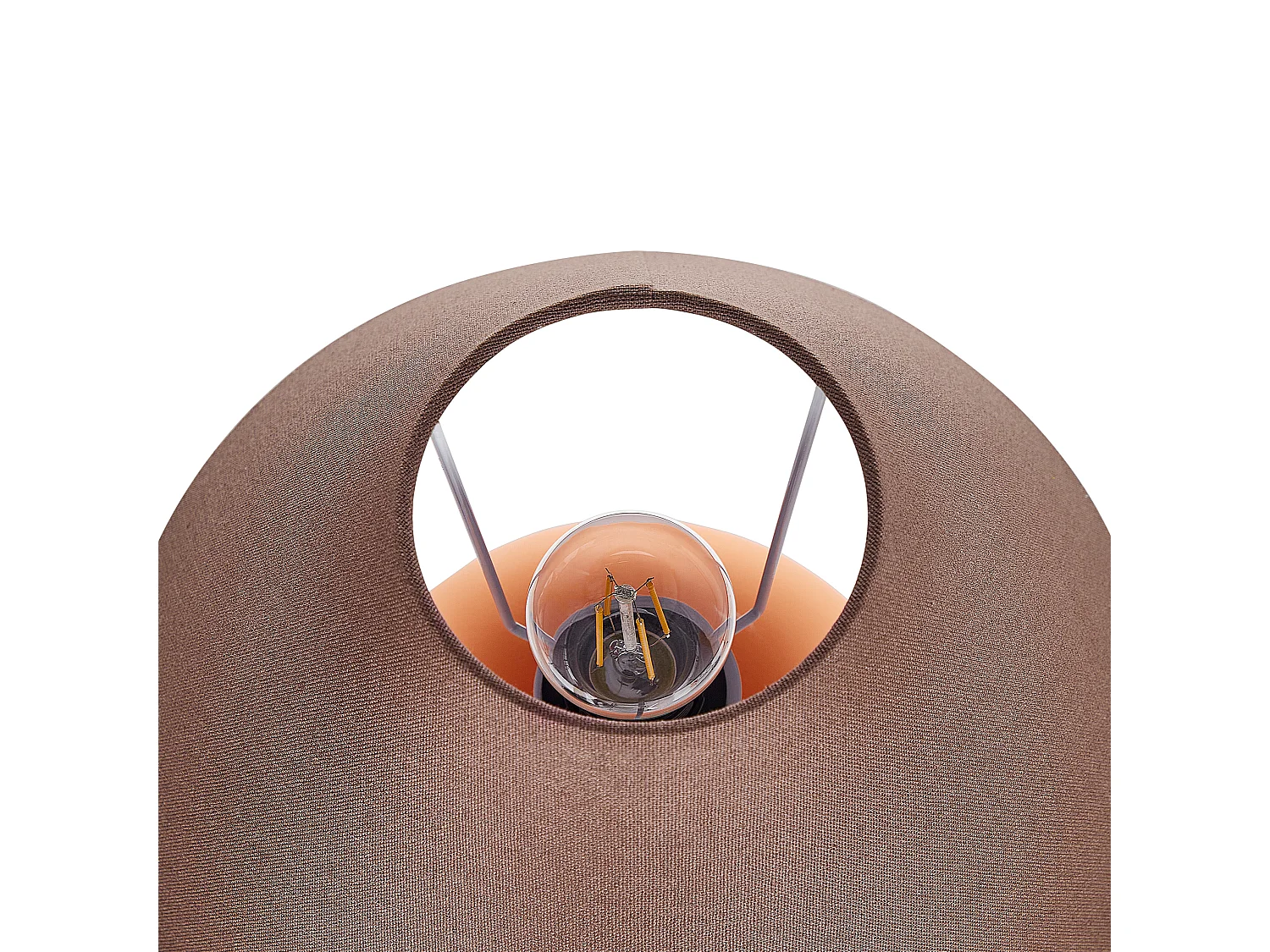 Nachttischlampe mit Keramiksockel orange Terrakotta Beleuchtung mit Leinenschirm Trommelform Limia