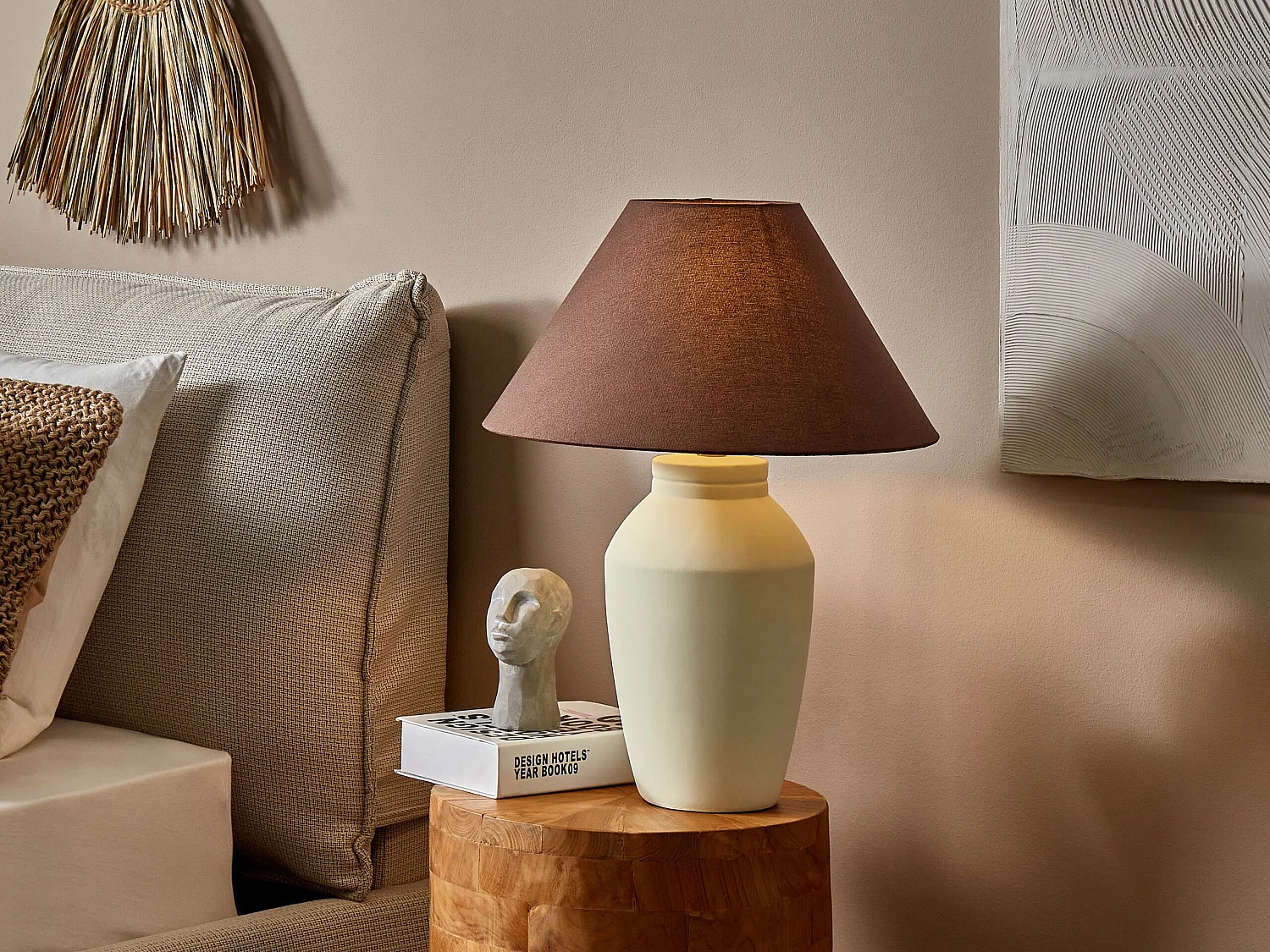 Lampe à poser RODEIRO Céramique Beige clair