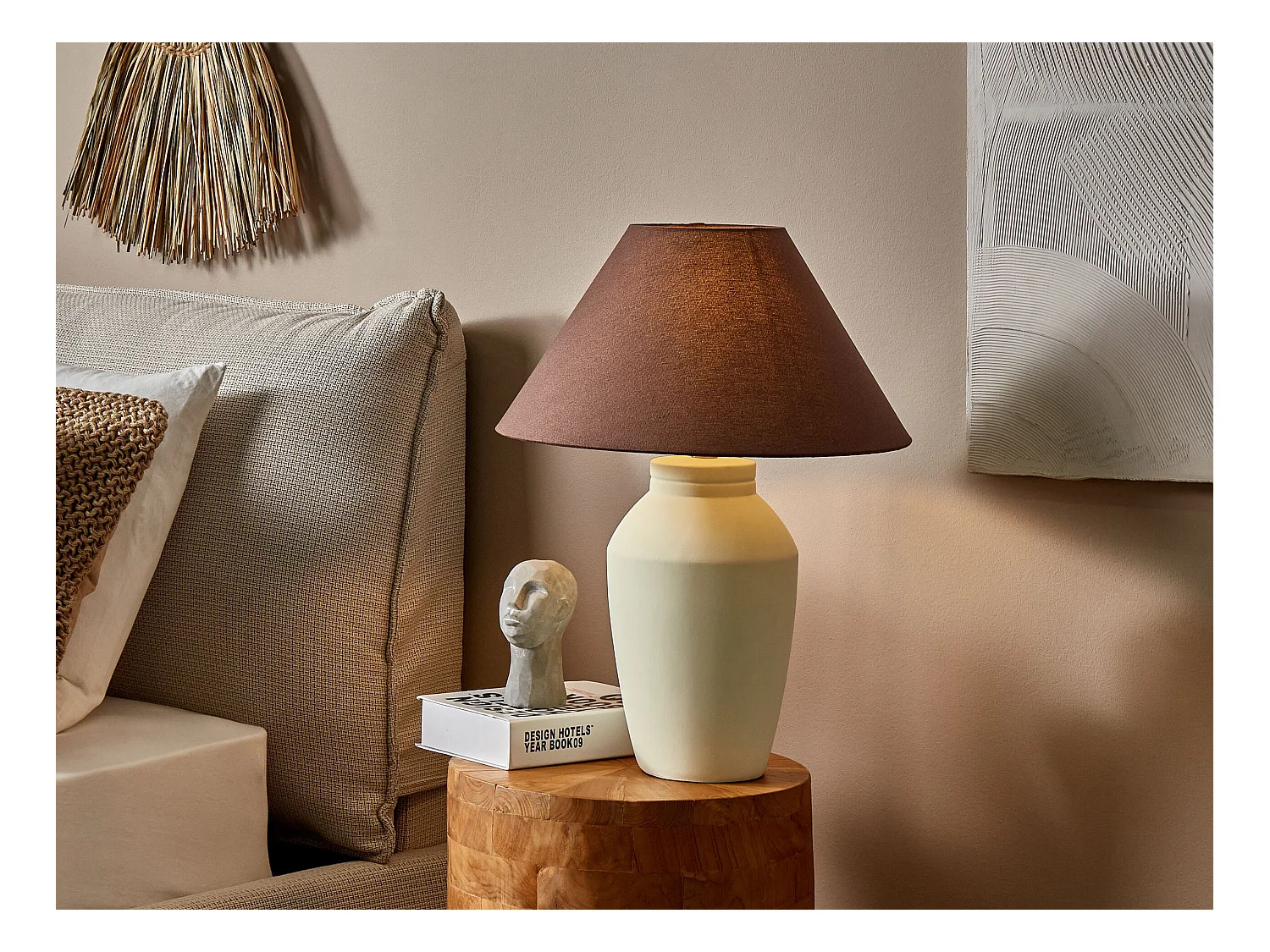 Lampe à poser RODEIRO Céramique Beige clair