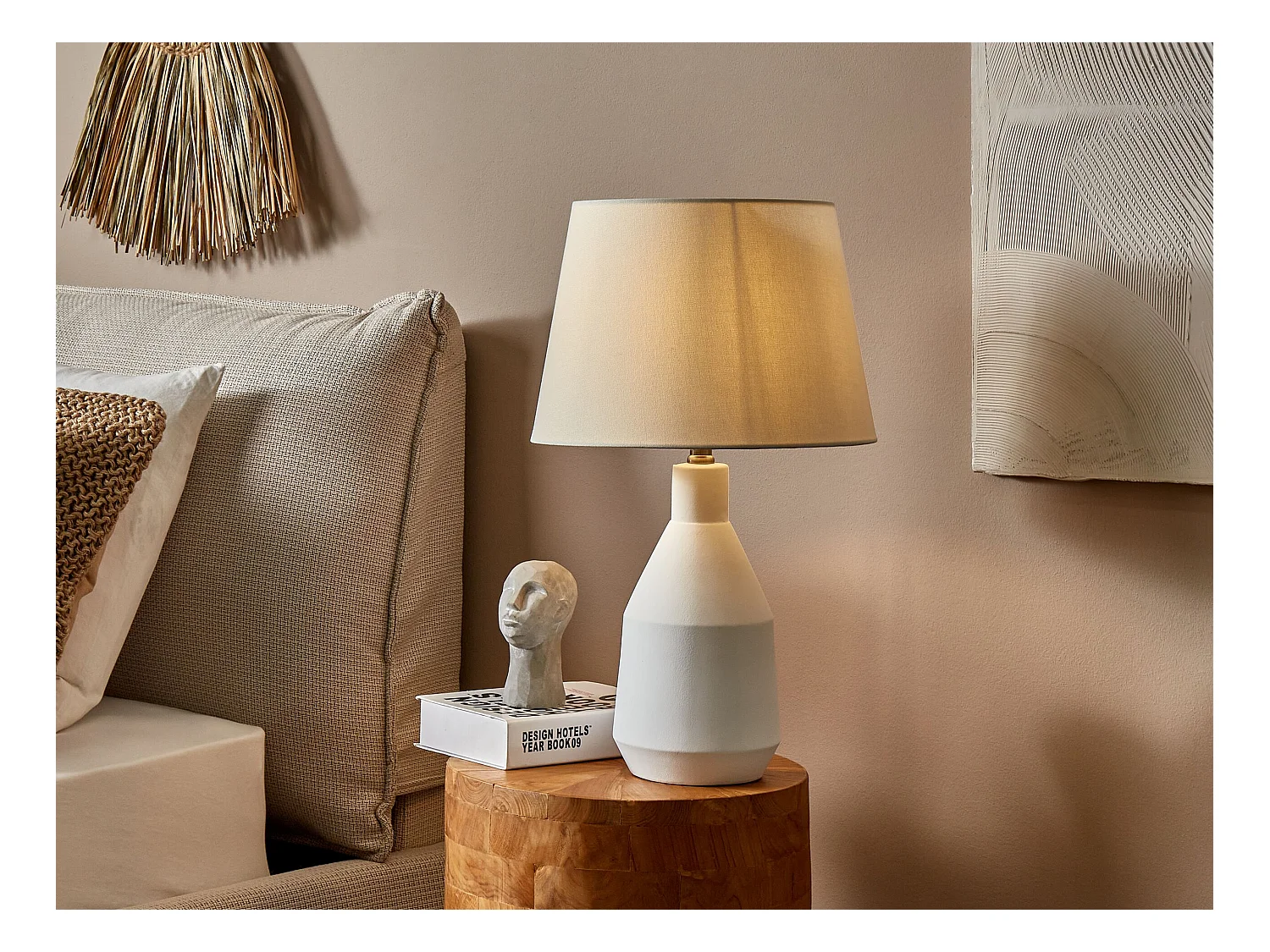 Lámpara de mesa LAMBRE Cerámica Blanco