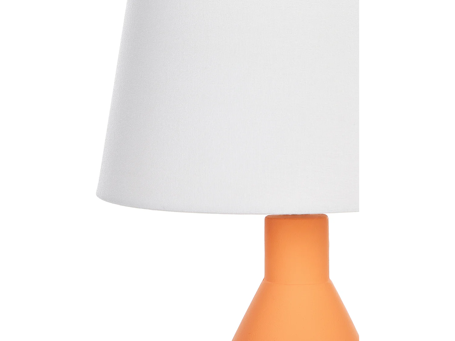 Nachttischlampe mit Keramiksockel Orange Terrakotta Beleuchtung mit Leinenschirm Trommelform Weiß Lambre