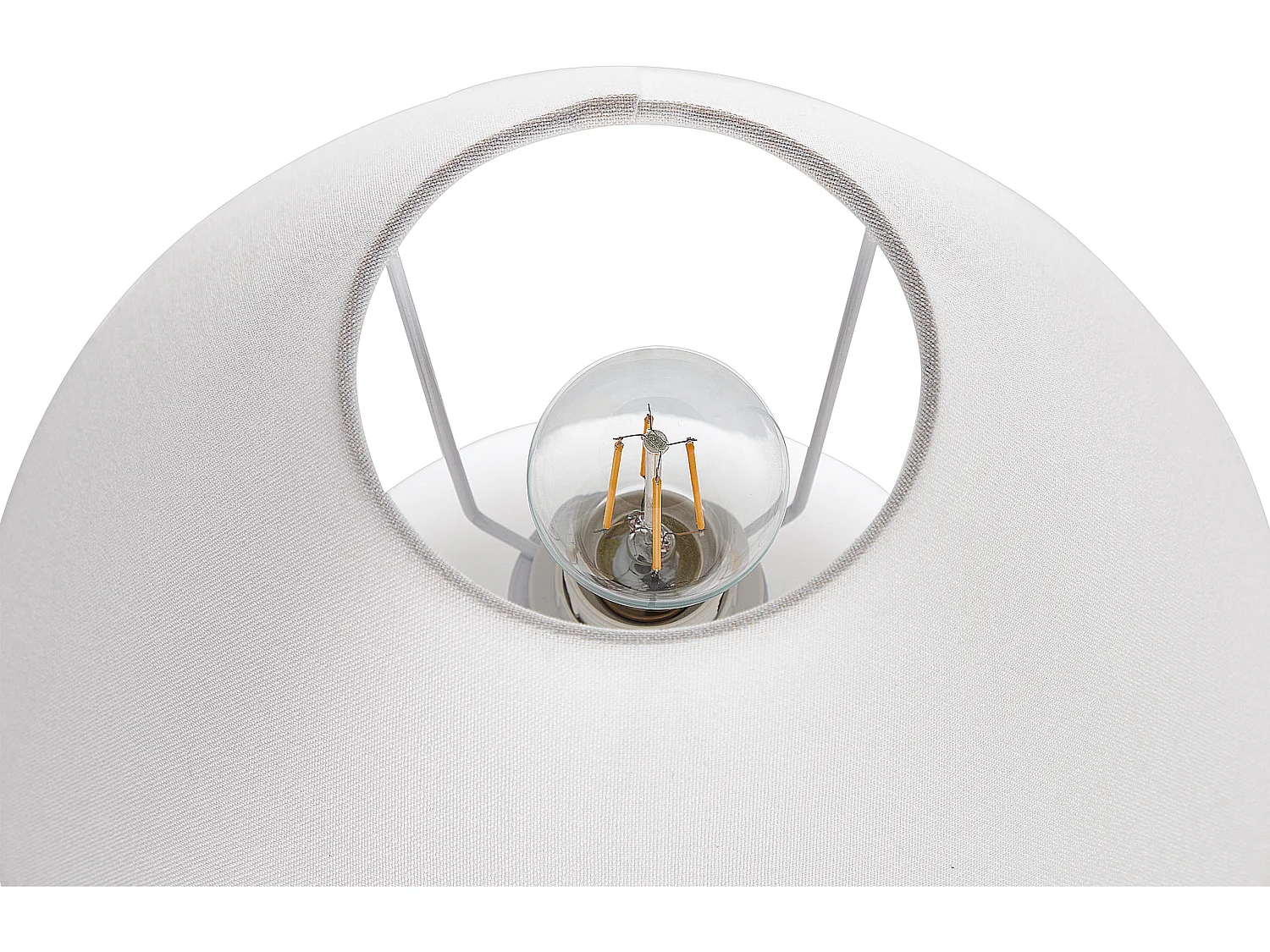 Nachttischlampe mit Keramiksockel wollweiß Terrakotta Beleuchtung mit Leinenschirm Trommelform Limia