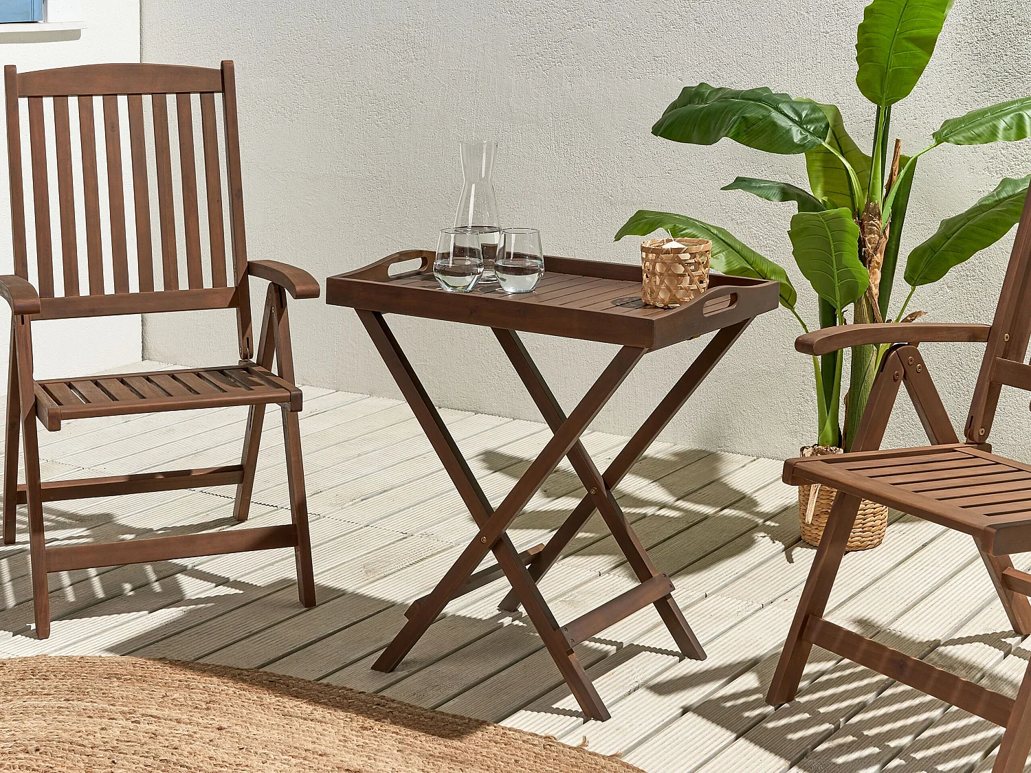 Garten-Teetisch Akazienholz dunkelbraun abnehmbare Tischplatte Amantea