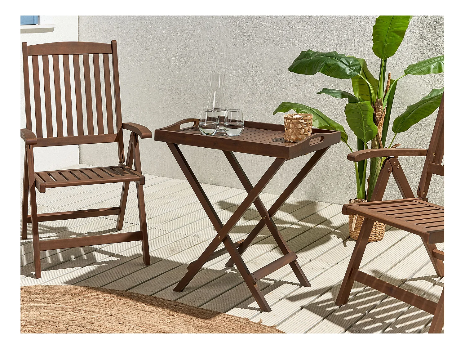 Table d'appoint pour le jardin AMANTEA Acacia Marron foncé Pliant