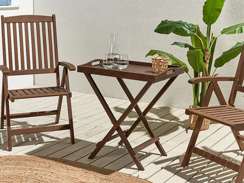 Garten-Teetisch Akazienholz dunkelbraun abnehmbare Tischplatte Amantea