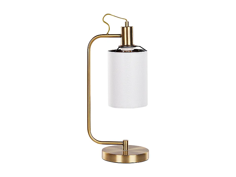 Tischlampe aus Eisen und Leinen kupfer / weiß modern elegant Wohnzimmer Liberia