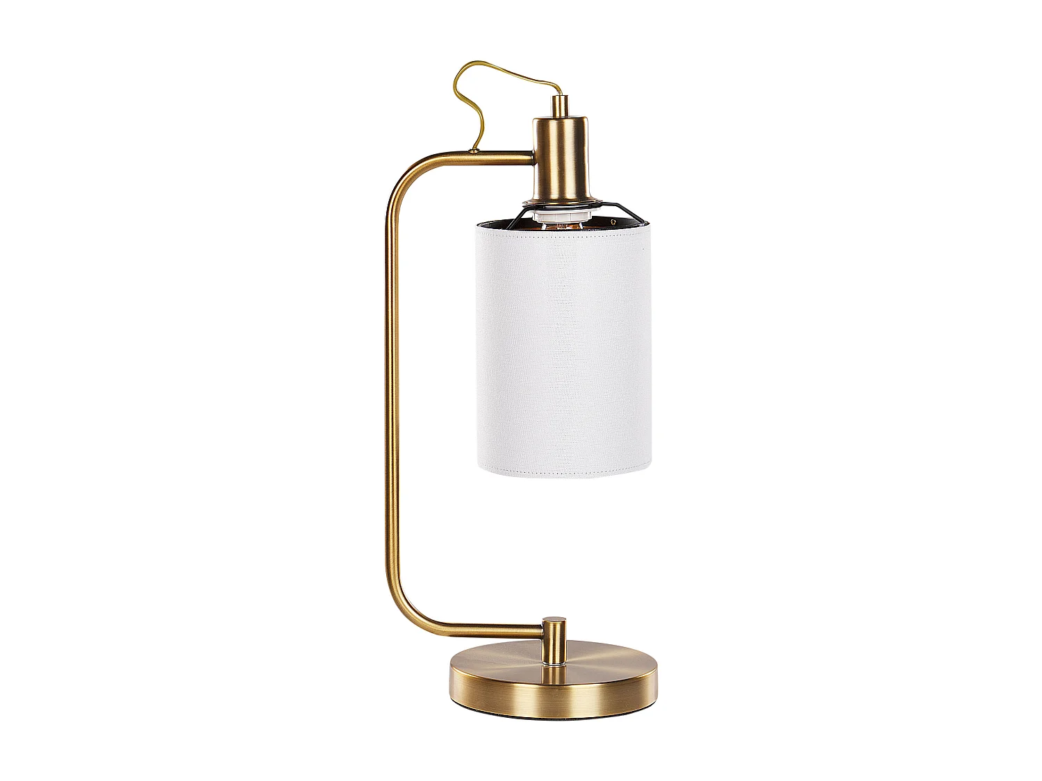 Tischlampe aus Eisen und Leinen kupfer / weiß modern elegant Wohnzimmer Liberia