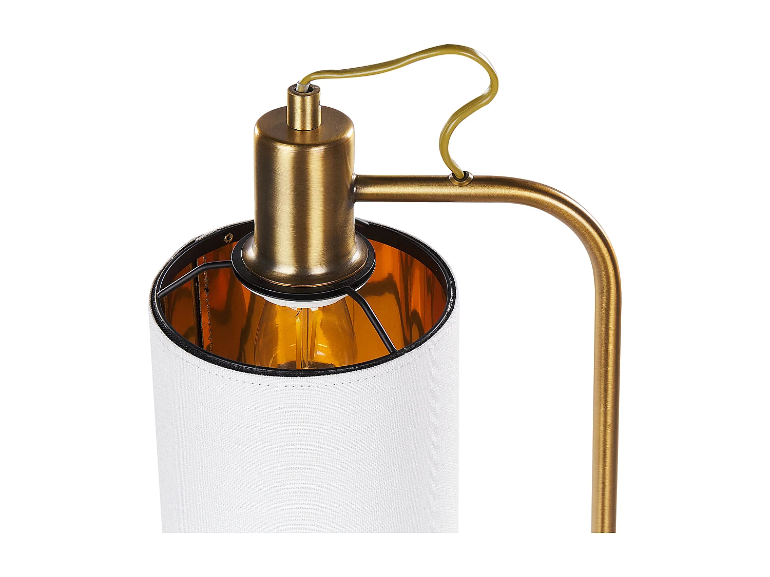 Tischlampe aus Eisen und Leinen kupfer / weiß modern elegant Wohnzimmer Liberia