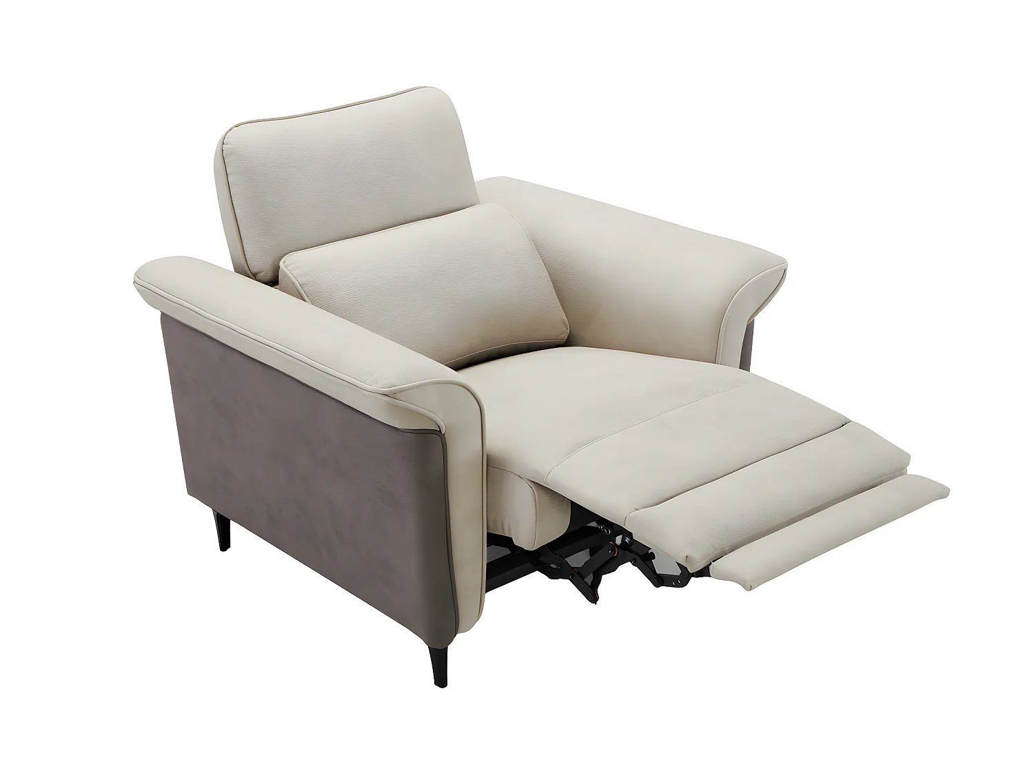 Fauteuil relax électrique Tissu mastic/Brun taupé - SIRIUS