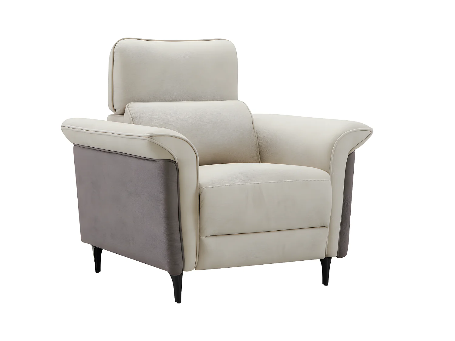 Fauteuil relax électrique Tissu mastic/Brun taupé - SIRIUS