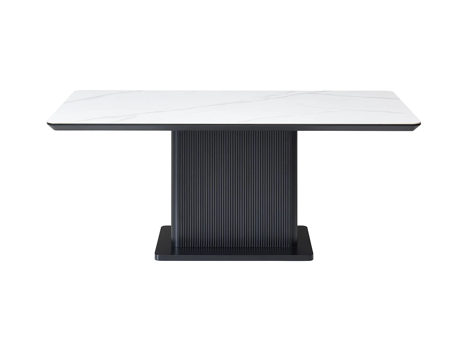 Eettafel voor 6 personen van keramiek en mdf - Wit marmereffect en zwart - LAOMINIA