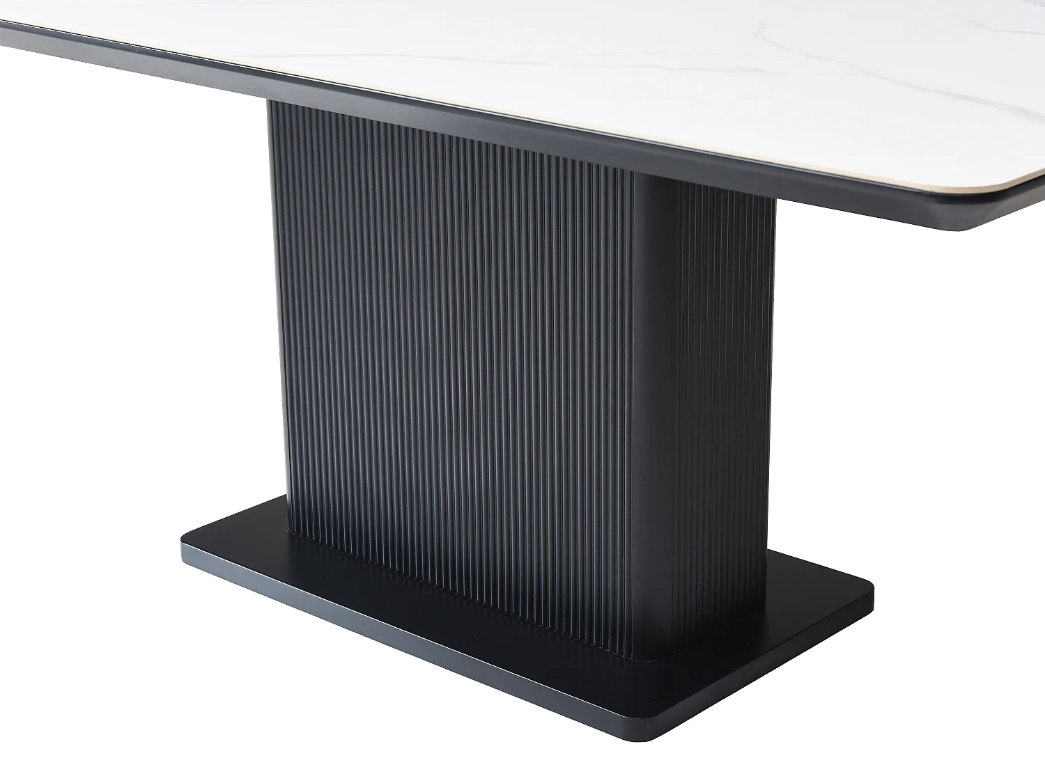 Esstisch - 6 Personen - Keramik & MDF - Marmor-Optik Weiß & Schwarz - LAOMINIA