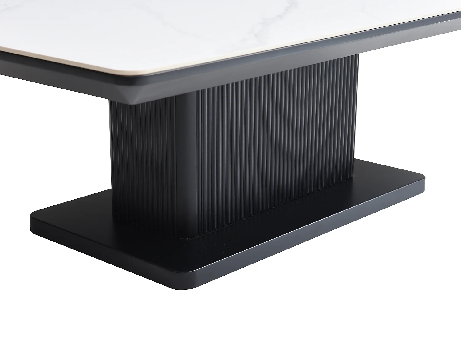 Table basse en céramique et MDF - Effet marbre blanc et Noir - LAOMINIA