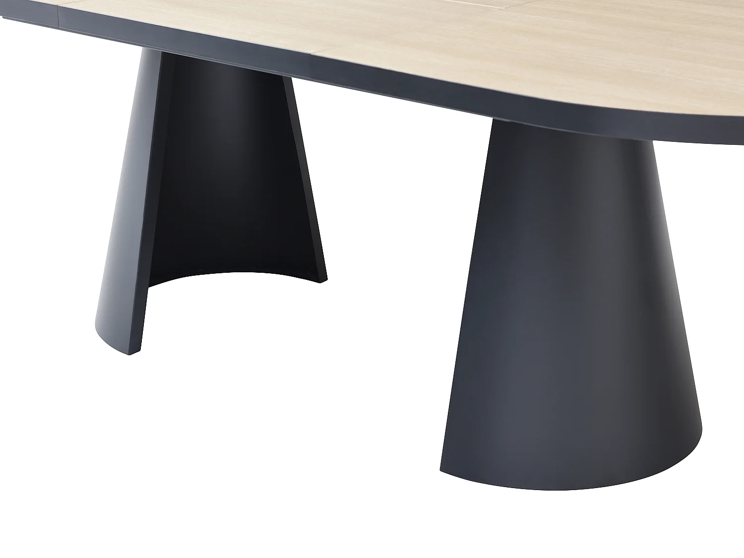 Table à manger extensible 6 à 10 personnes en MDF et métal - Naturel clair et Noir - KORIZEA