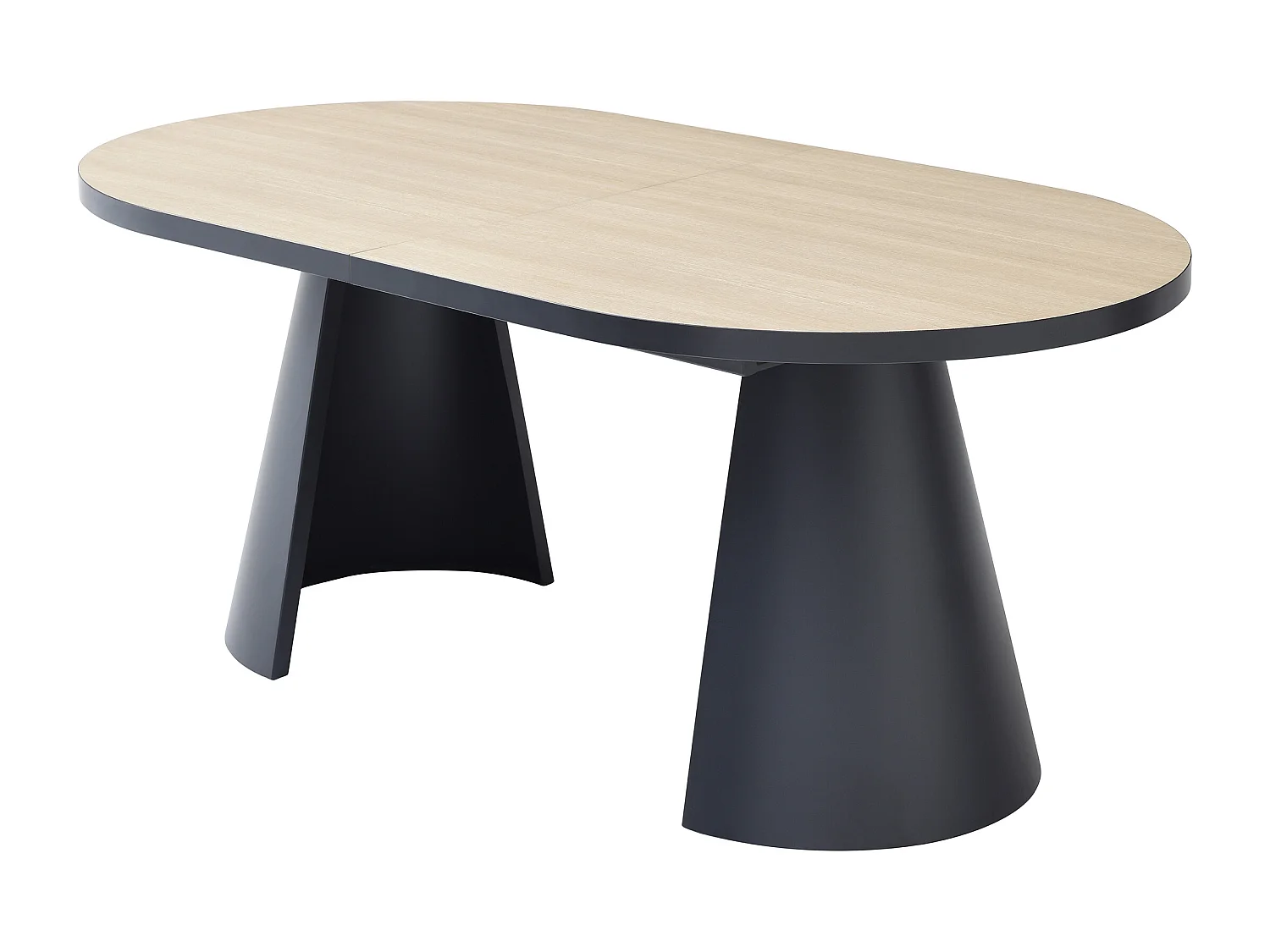 Table à manger extensible 6 à 10 personnes en MDF et métal - Naturel clair et Noir - KORIZEA