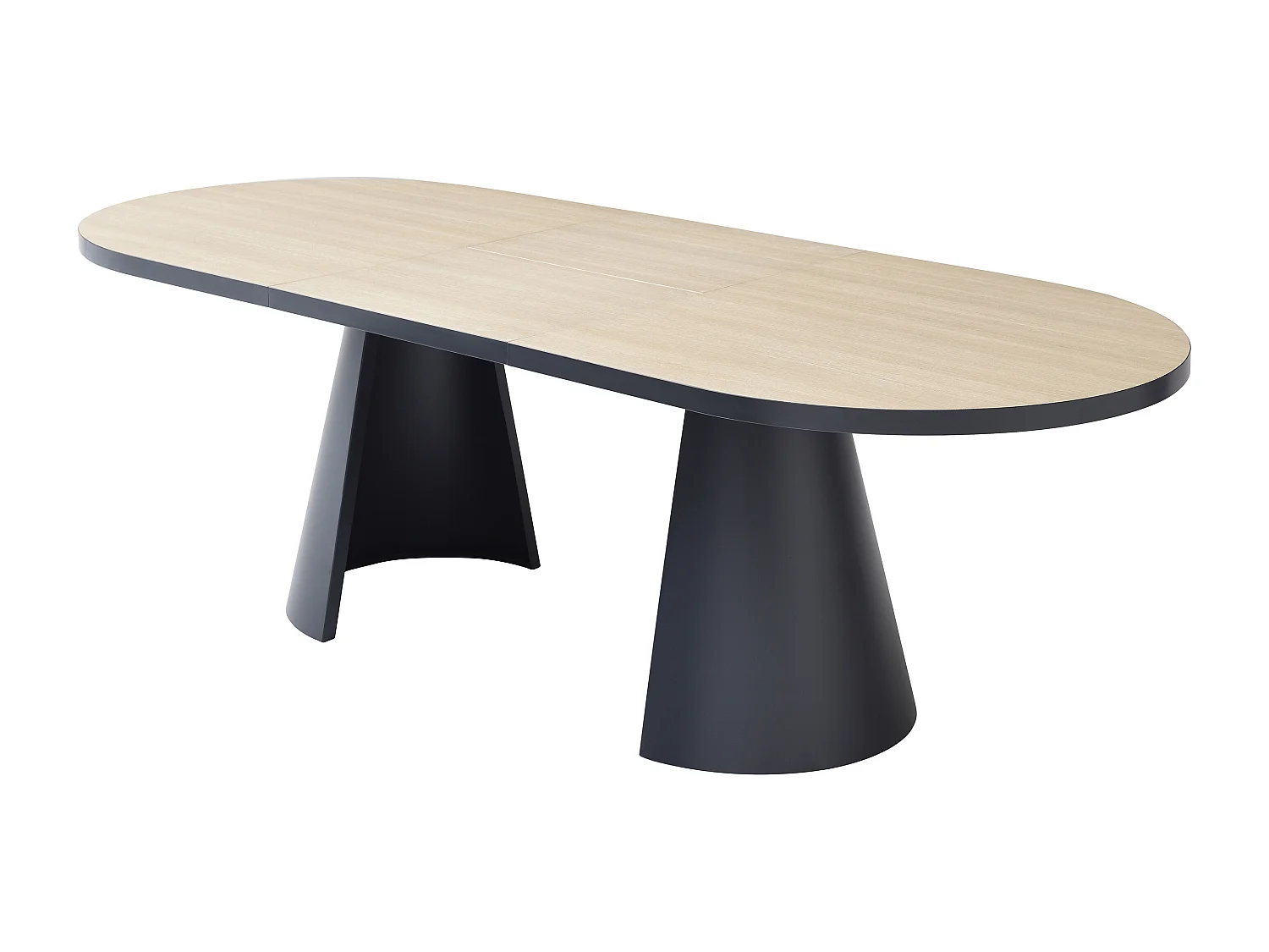 Table à manger extensible 6 à 10 personnes en MDF et métal - Naturel clair et Noir - KORIZEA