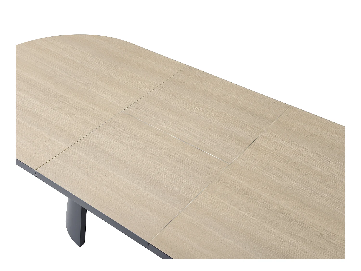 Uitschuifbare eettafel 6 tot 10 plaatsen van mdf en metaal - Licht naturel en zwart - KORIZEA