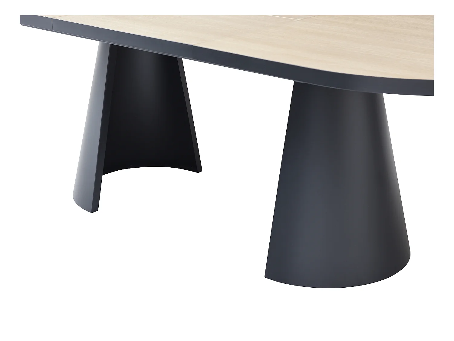 Uitschuifbare eettafel 6 tot 10 plaatsen van mdf en metaal - Licht naturel en zwart - KORIZEA