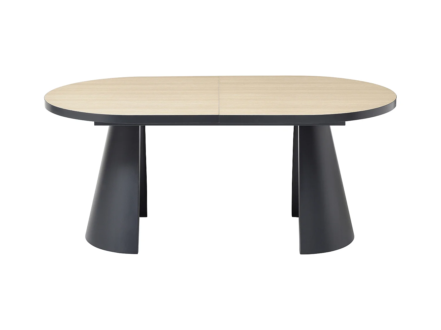 Uitschuifbare eettafel 6 tot 10 plaatsen van mdf en metaal - Licht naturel en zwart - KORIZEA