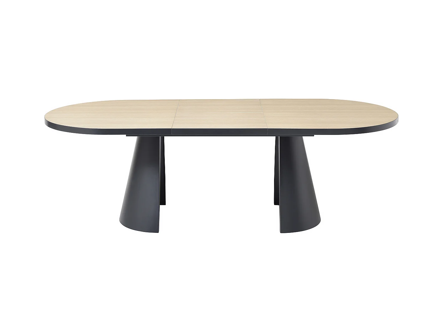 Uitschuifbare eettafel 6 tot 10 plaatsen van mdf en metaal - Licht naturel en zwart - KORIZEA