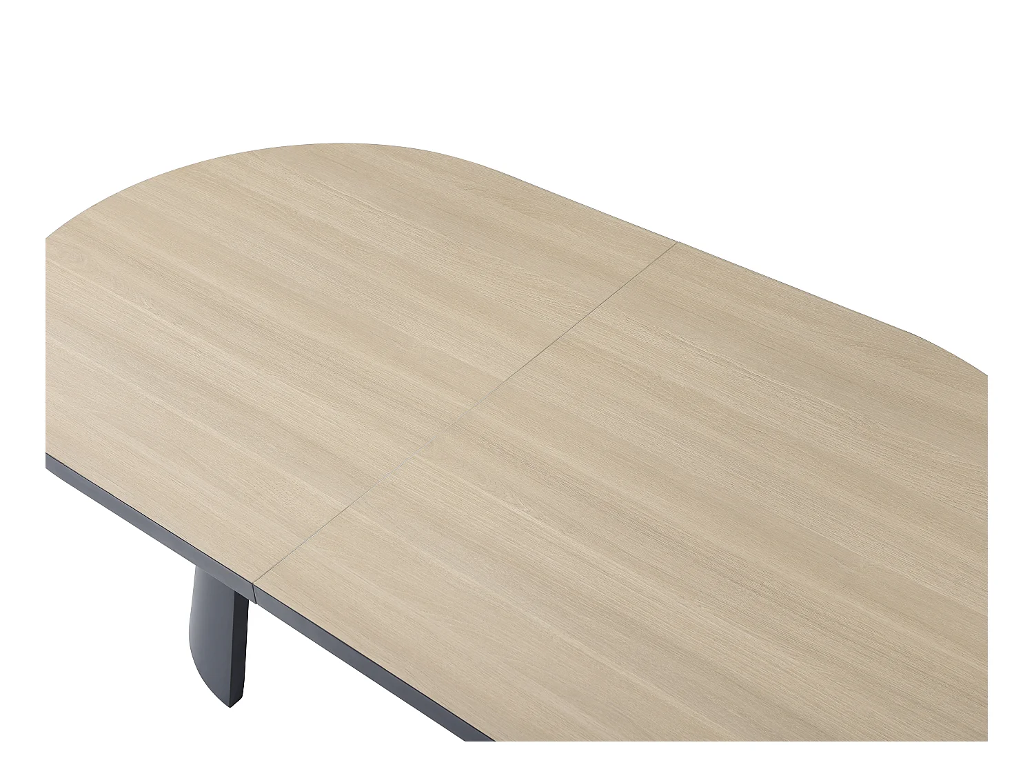 Uitschuifbare eettafel 6 tot 10 plaatsen van mdf en metaal - Licht naturel en zwart - KORIZEA