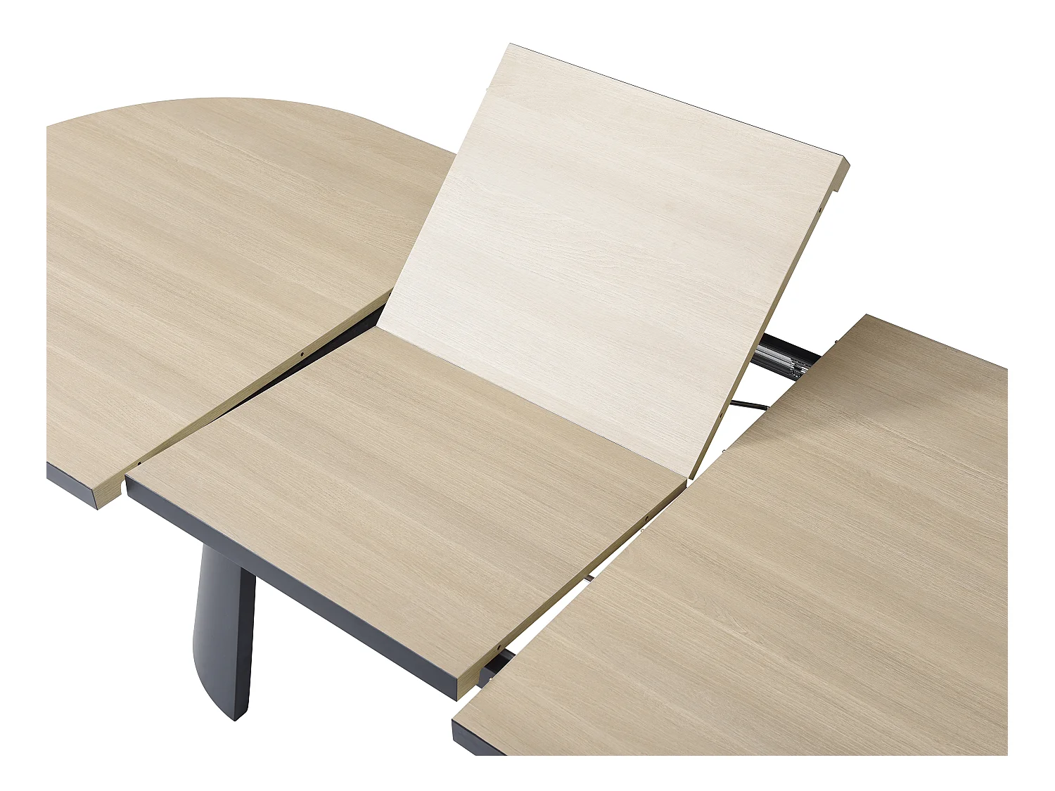 Uitschuifbare eettafel 6 tot 10 plaatsen van mdf en metaal - Licht naturel en zwart - KORIZEA