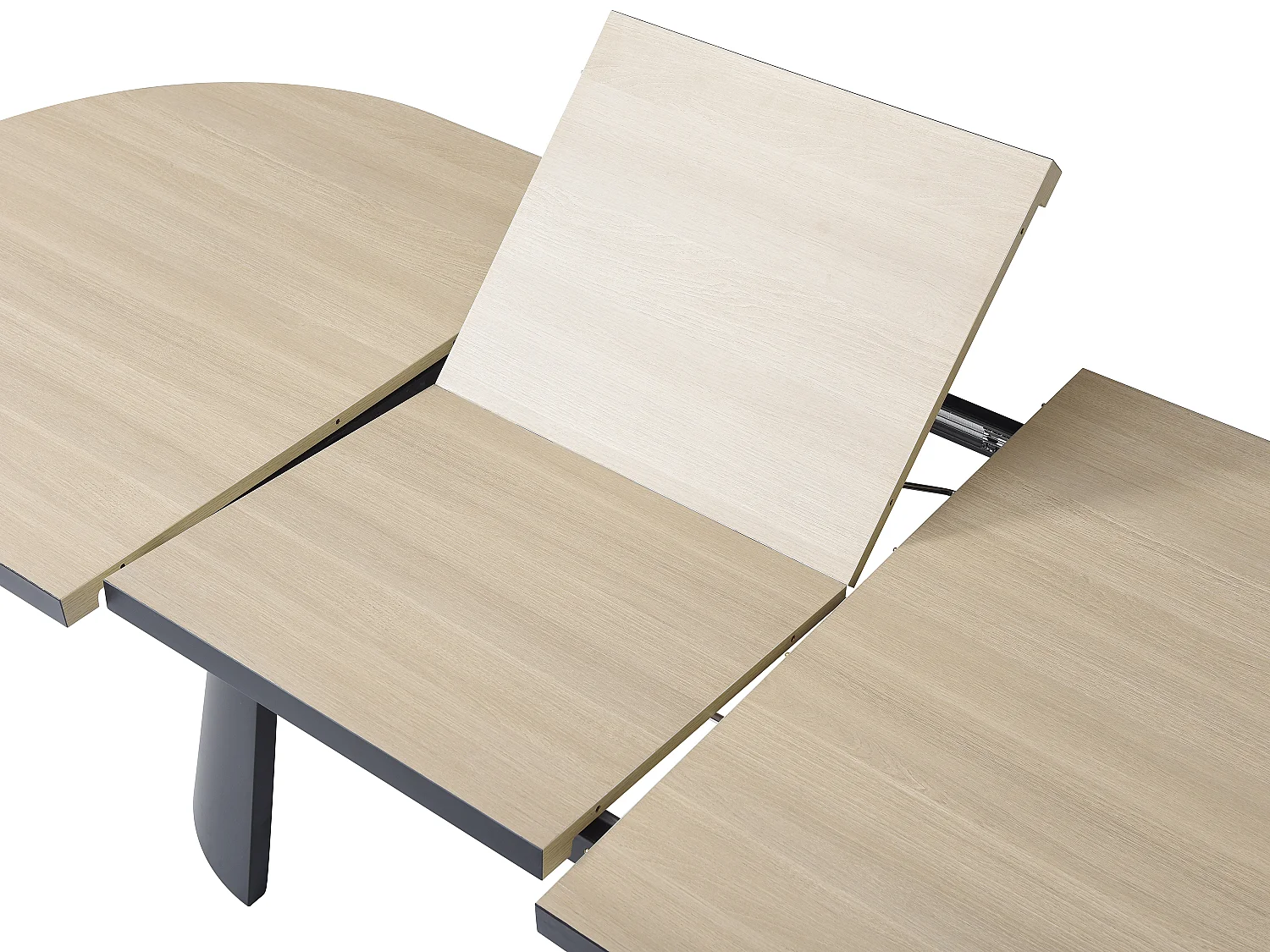 Table à manger extensible 6 à 10 personnes en MDF et métal - Naturel clair et Noir - KORIZEA