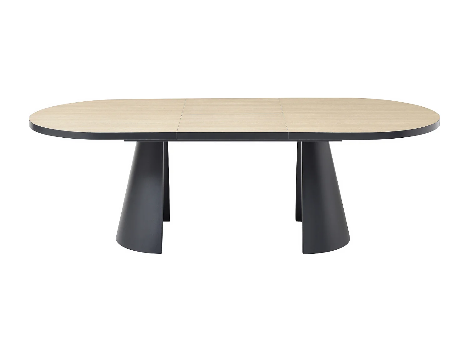 Table à manger extensible 6 à 10 personnes en MDF et métal - Naturel clair et Noir - KORIZEA