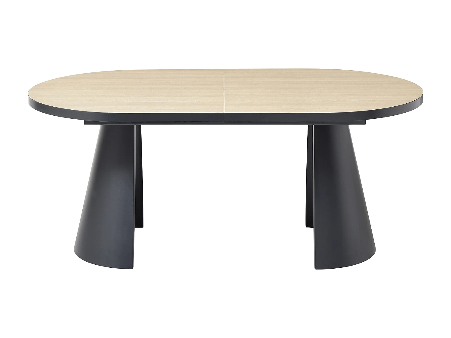 Table à manger extensible 6 à 10 personnes en MDF et métal - Naturel clair et Noir - KORIZEA