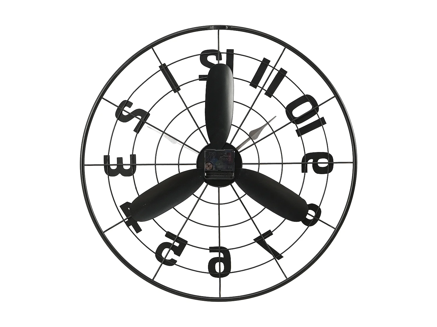 Horloge murale industrielle en métal - D. 50 cm - Noir - VIONA