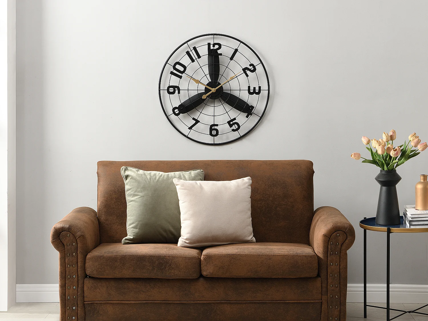 Horloge murale industrielle en métal - D. 50 cm - Noir - VIONA