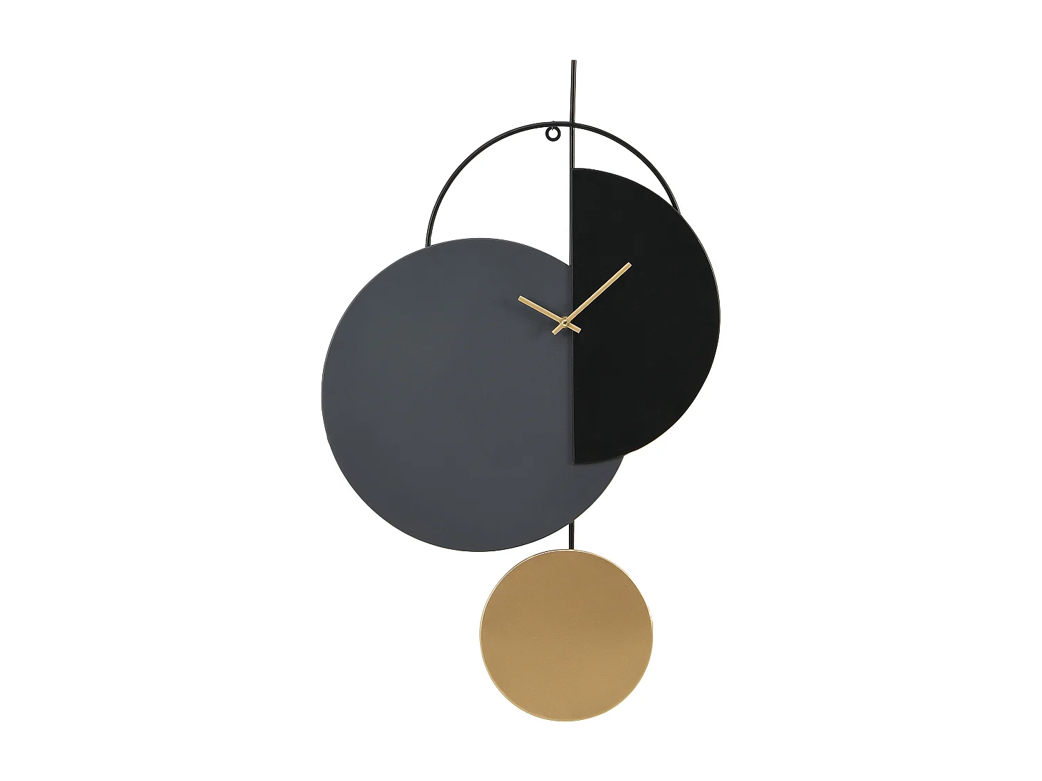 Design-Wanduhr - Metall - 45 x 77 cm - Schwarz, Grau & Goldfarben - FERNIA