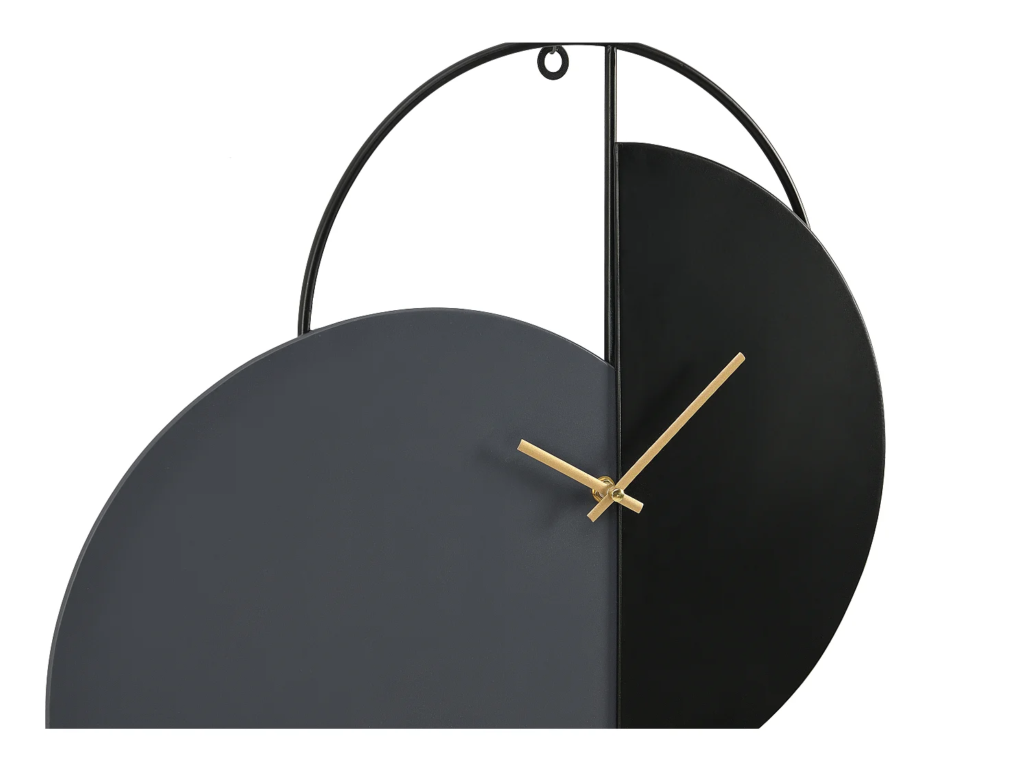 Zegar ścienny designerski z metalu - szer. 45 x wys. 77 cm - Czarny, szary i złoty - FERNIA